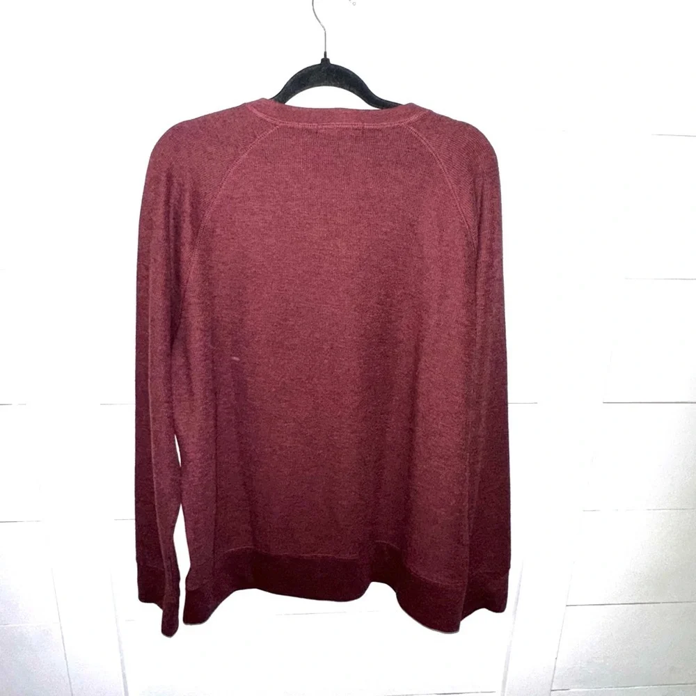 BANANA REPUBLIC L Burgundy men cotton long sleeve thermal pullover minimalist